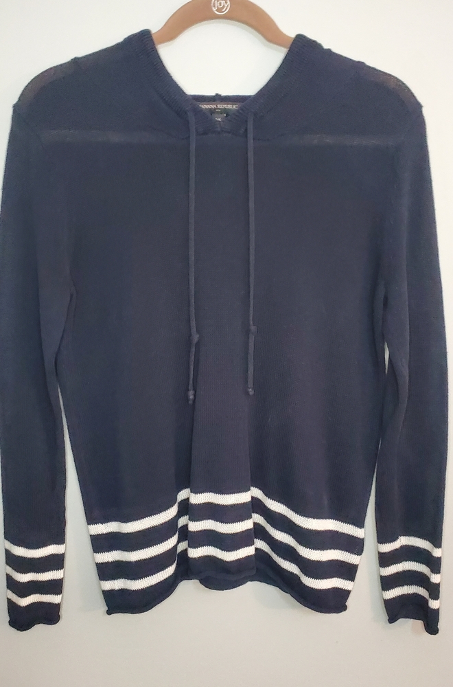 Womens Banana Republic Navy Nautical Hooded Sweater Size XS